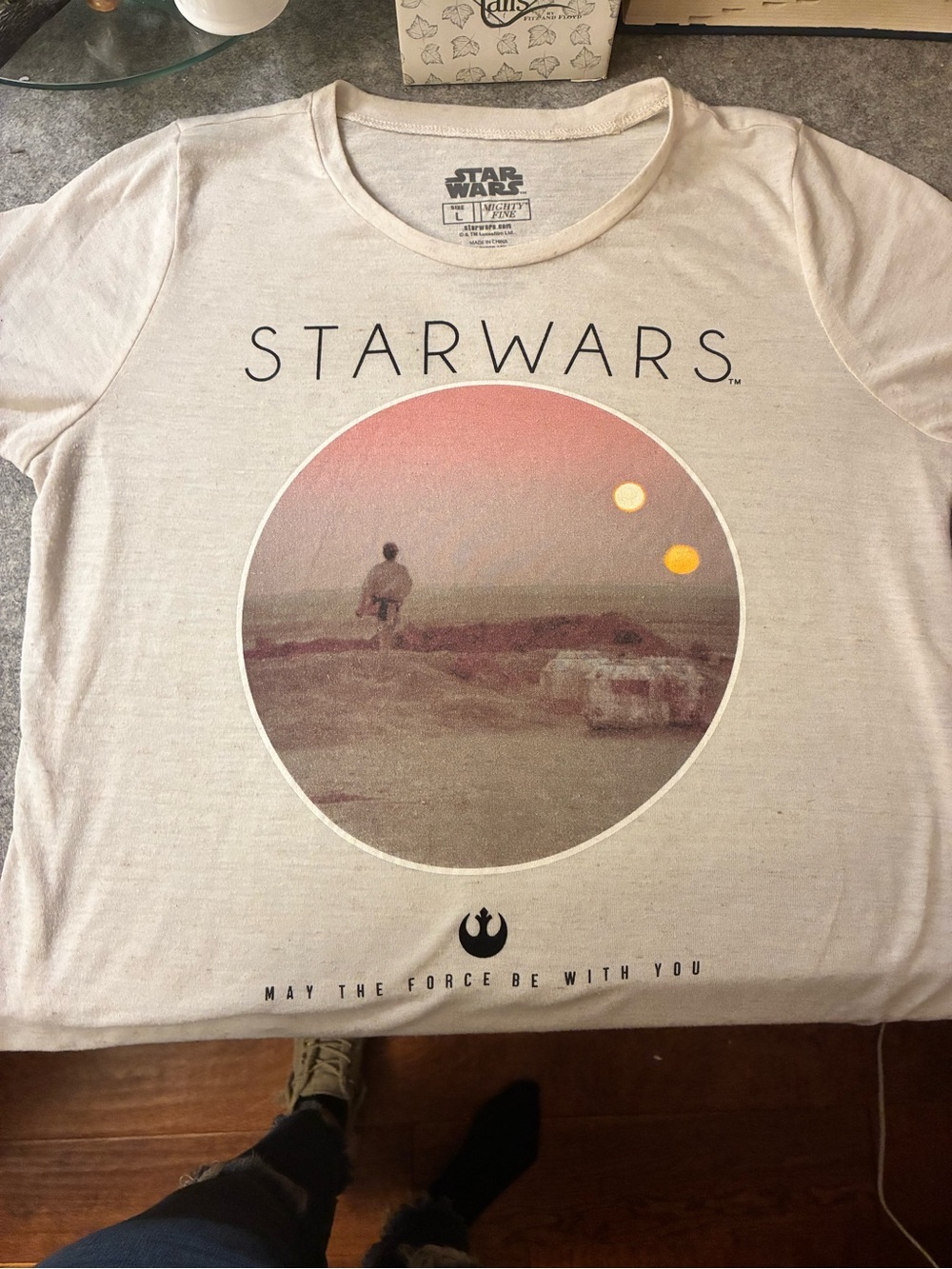 Star Wars Cream Graphic Short-Sleeve Tee with Dual Sun Scene